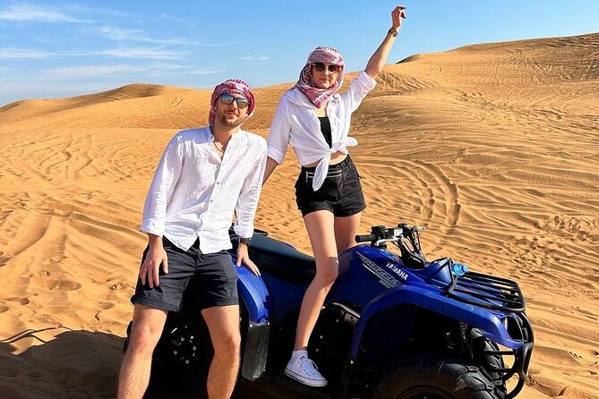 Dubai: Morning Quad Bike & Safari Adventure , Sandboarding, Camel - Pickup and Dropoff