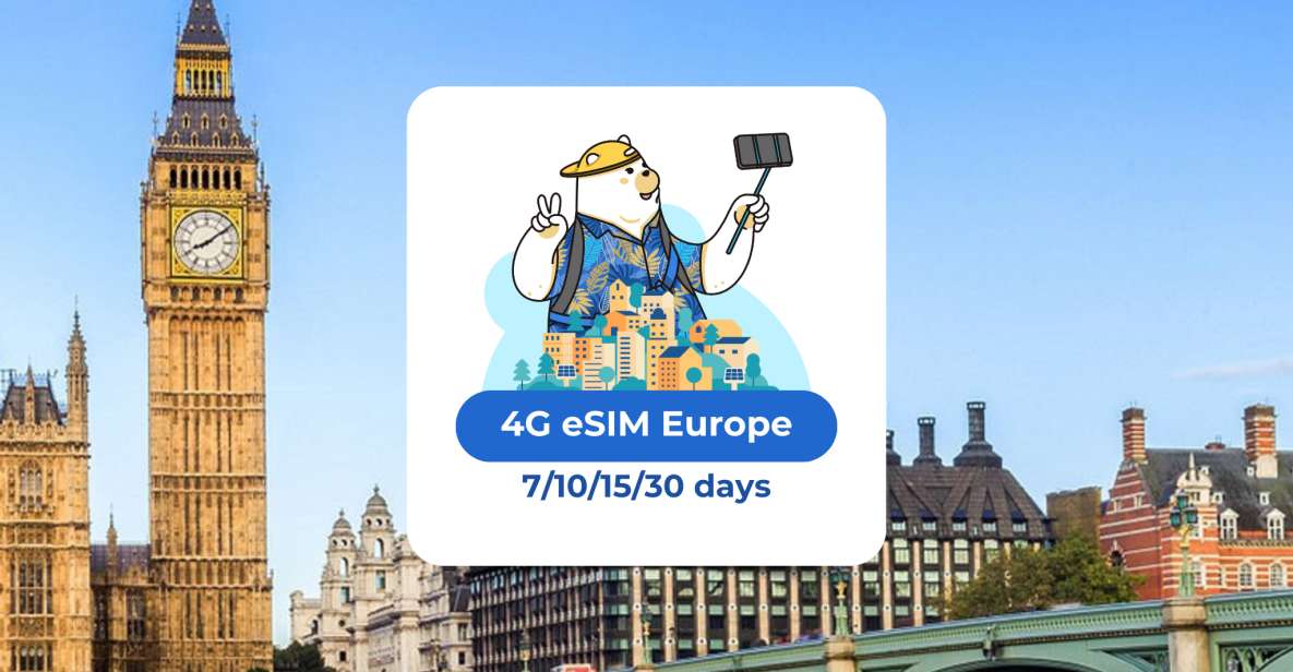 Europe: Esim Mobile Data (33 Countries) - 10/15/20/30 Days - Cancellation and Payment Options