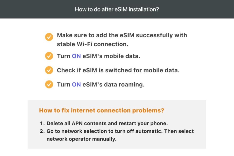 Switzerland/Europe: 5G Esim Mobile Data Plan - Technical Support