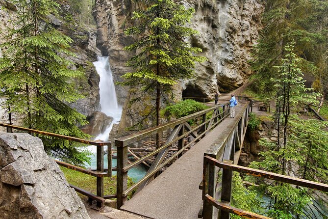 Ebike and Hike Banff to Johnston Canyon Small Group Guided Program - Lower Falls Bridge