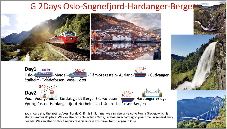 2-Day Tour to Hardanger and Flåm or Sognefjord Glacier, Flexible - Additional Services and Exclusions