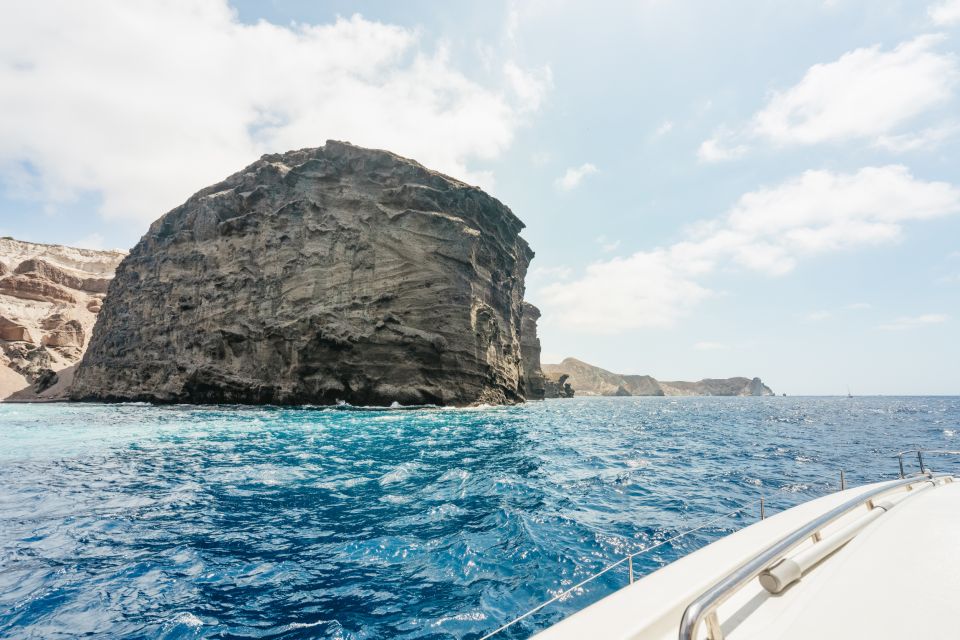 Santorini: Luxury Catamaran Day Trip With Meal and Open Bar - Frequently Asked Questions