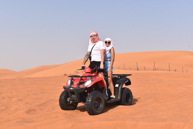 Dubai Desert Safari & Quad Bike Sand Board Camel Ride BBQ Dinner - Key Points