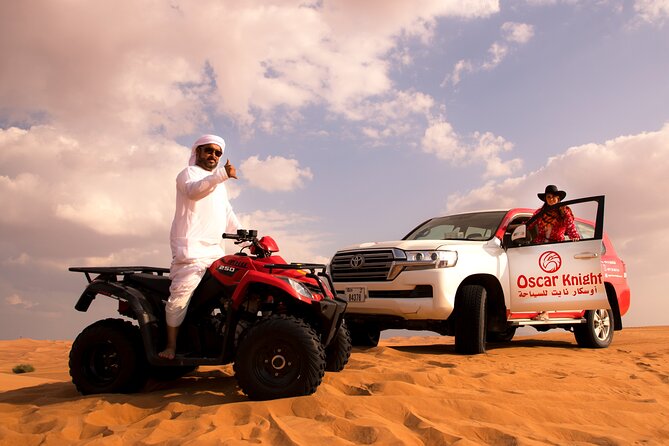 Dubai Self-drive Quad Bike, Sand Boarding, Camels & Refreshments - Key Points