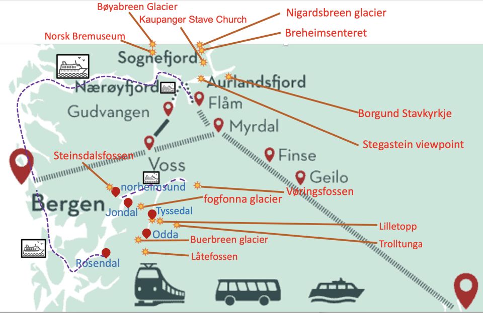 Flexible Tour to Hardangerfjord Vøringsfossen or Glacier - Key Points