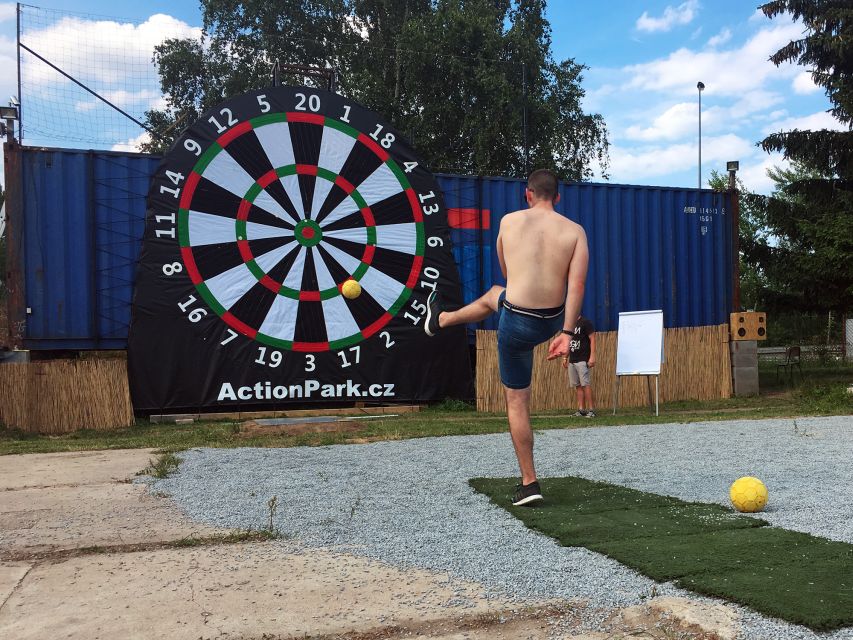 Prague: Giant Football Darts Game With Round of Beers & BBQ - Key Points