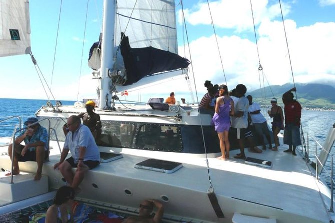 Catamaran Party Cruise To Nevis From St Kitts With Transfer From Frigate Bay Minimum Passenger Requirements