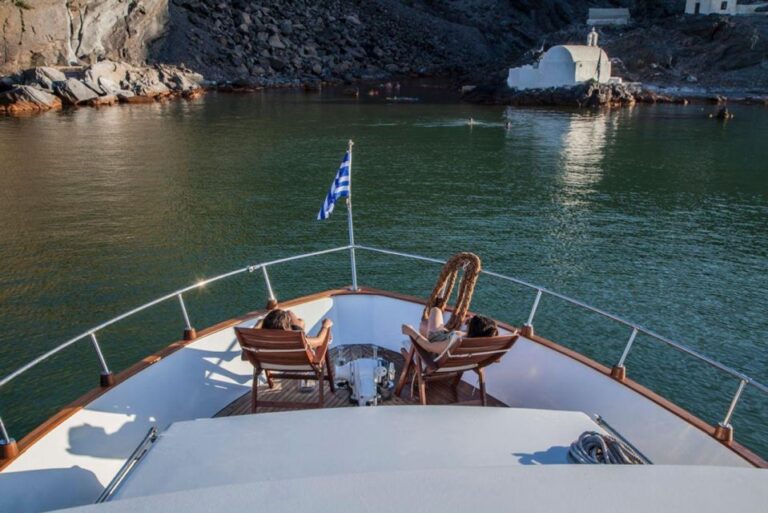 Santorini: Motor Yacht Sunset Cruise With 5 Course Dinner Overview And Pricing