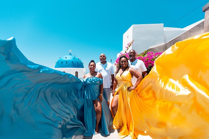 Photoshoot in Flying Dresses in Santorini  - Meeting and Pickup