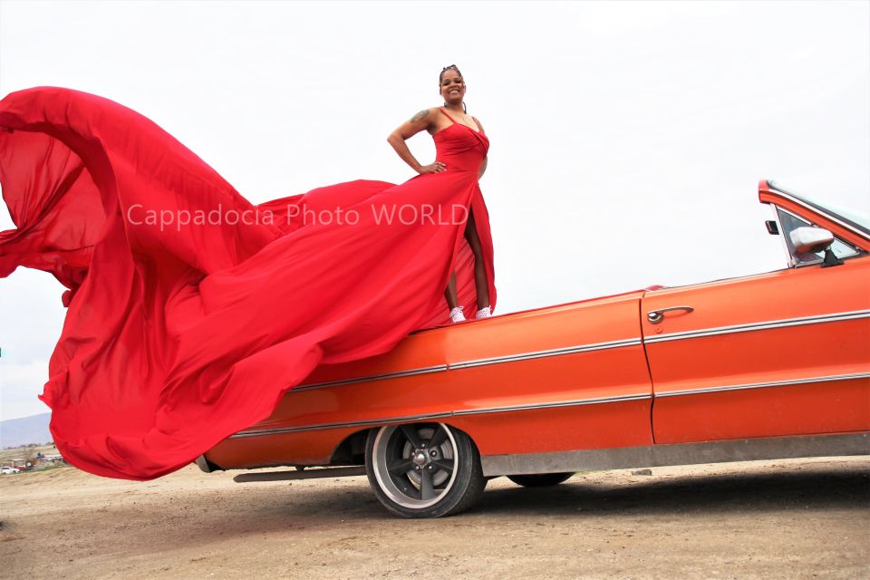 Cappadocia Photo Shoot With Classic Car and Flying Dress - Included in the Package