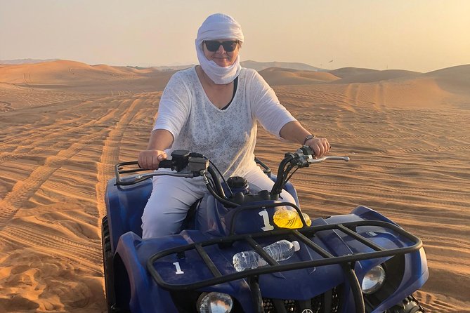 Dubai: Unique MORNING Quad Bike Red Dunes Safari - Sandboarding on Desert Scenery