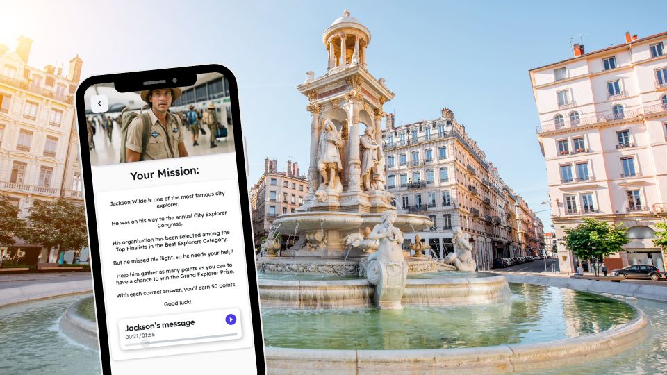 Lyon: City Exploration Game and Tour on Your Phone - Fontaine Des Jacobins and Passerelle Du Palais-De-Justice