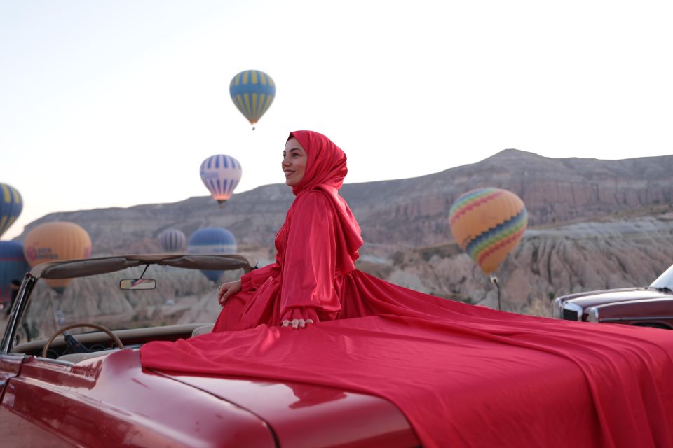 Cappadocia Photo Shoot With Classic Car and Flying Dress - Duration and Host