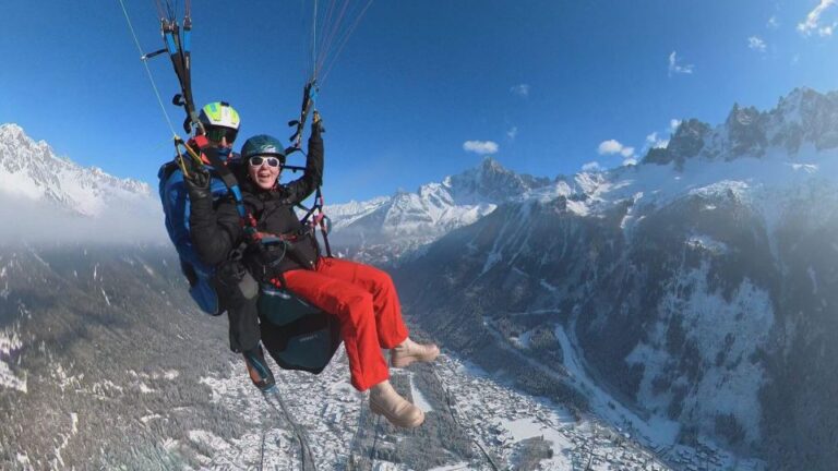 Chamonix Mont Blanc: Mountain Tandem Paragliding Flight Soaring Through The Graian Alps