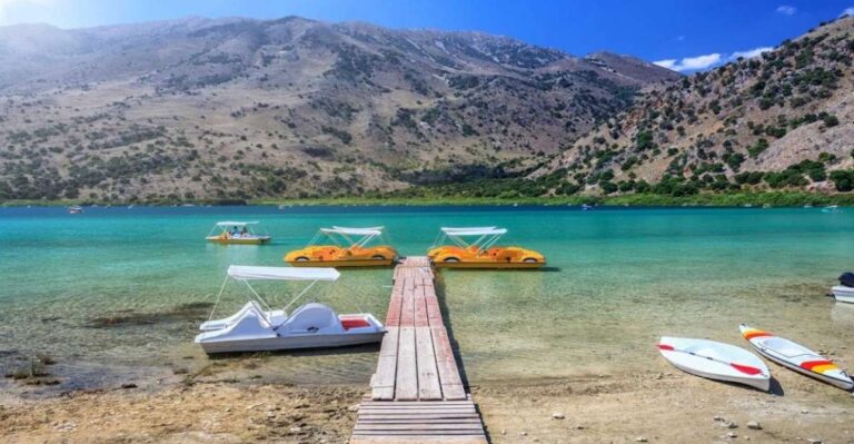 Lake Kournas: Pedal Boat Rental With Transfer Activity Overview