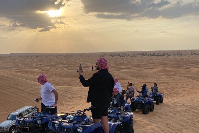 Dubai Red Dunes Quad Bike Safari, Camels, Sandsurf & Refreshment - Desert Sand Boarding