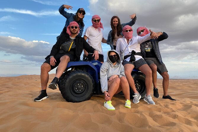 Dubai Red Dunes Quad Bike Safari, Camels, Sandsurf & Refreshment - Group Size and Booking