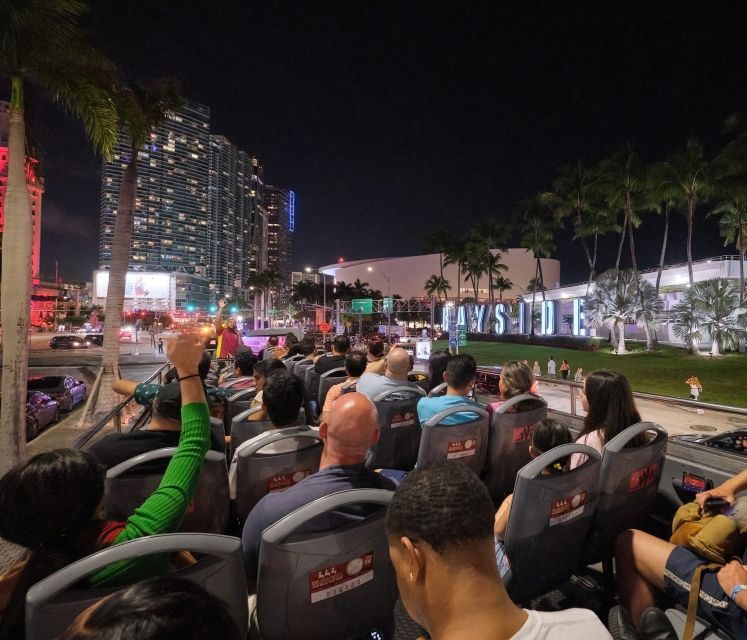 Miami: Open-Top Bus Sightseeing Night Tour With Live Guide - Tour Inclusions and Logistics