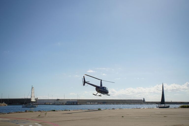 Barcelona: Helicopter Flight With Optional Yacht Cruise Language Options