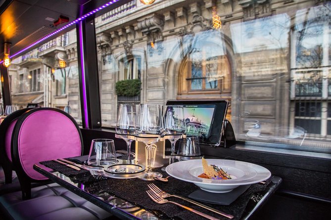 Paris Lunch Bus Toque With Glass of Champagne on Champs-Elysees - Key Points