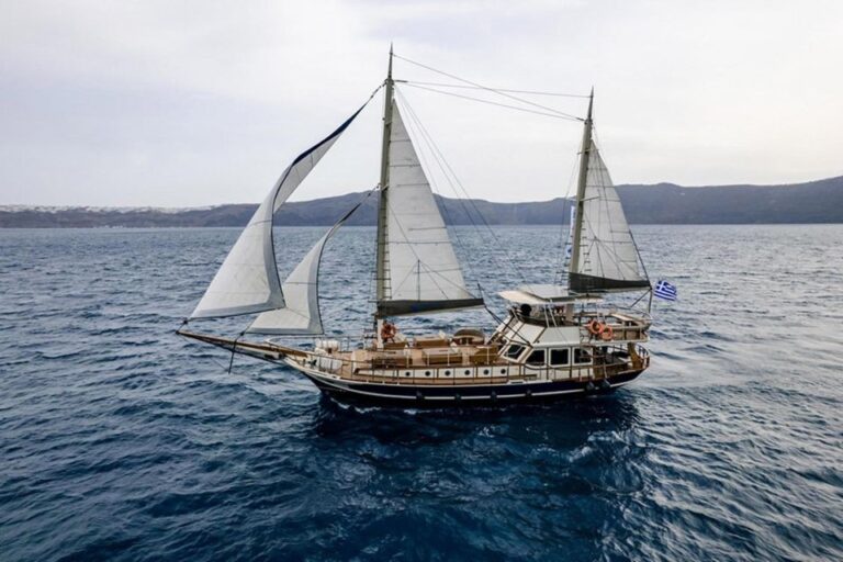 Adonis Luxury Schooner Santorini Full Day Cruise Overview And Pricing