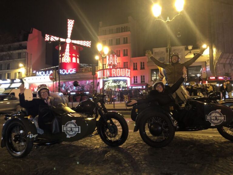 Paris: Romantic Sidecar Tour By Night With Champagne Exploring Paris By Vintage Sidecar