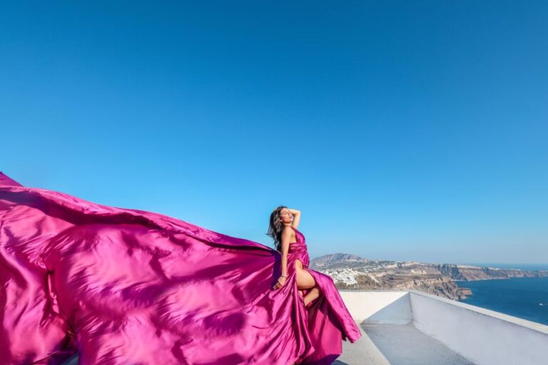 Santorini: Private Flying Dress Photoshoot With Dress Rental Overview And Pricing