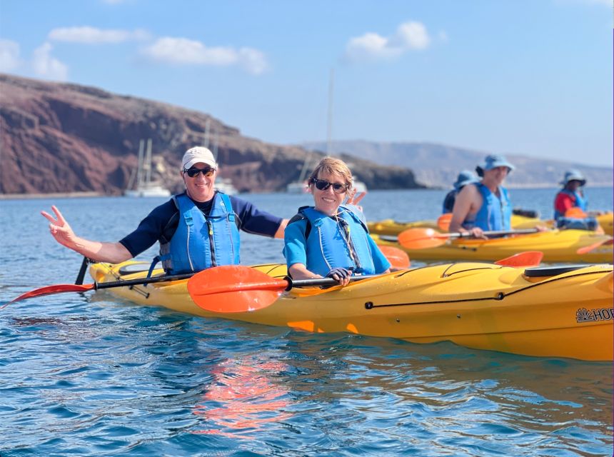 Santorini: Sea Caves Kayak Trip With Snorkeling and Picnic - Snorkeling Adventure and Cliff Jumping