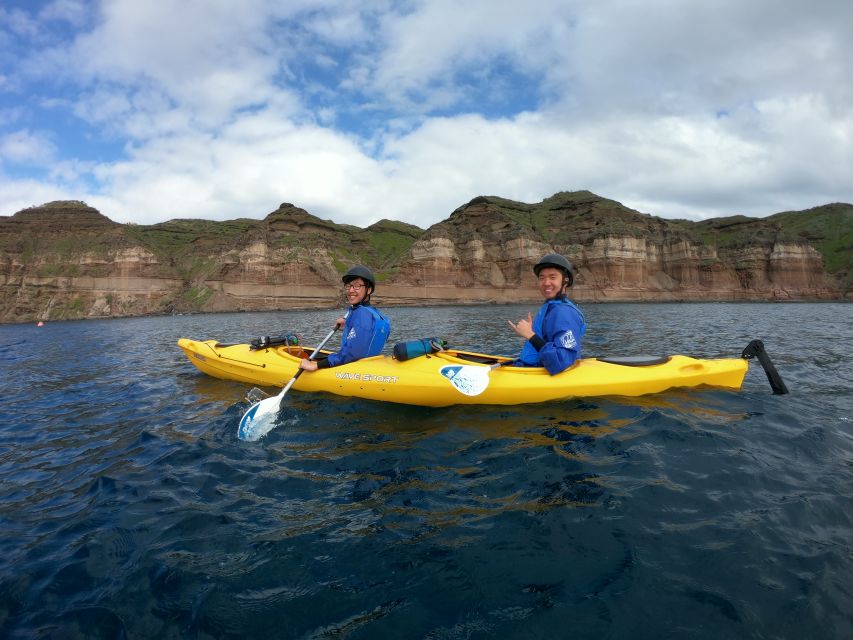 Santorini: Sea Caves Kayak Trip With Snorkeling and Picnic - Soak in the Sunset Views