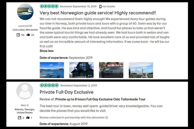 8 Hours Full-Day Exclusive Oslo Tailormade Guided Limo Tour - Best Cruise Shore! - Customer Testimonials