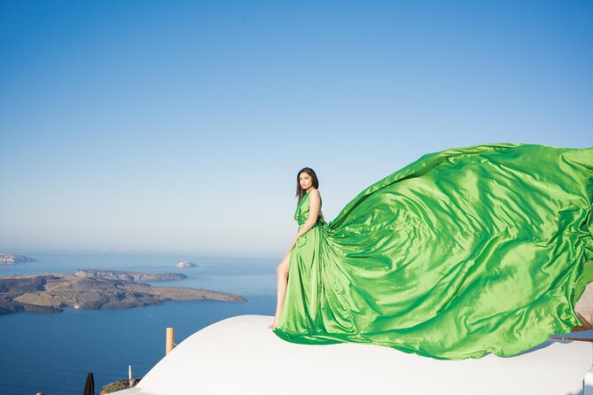 Flying Dress Photoshoot Tour in Santorini & Pick up - Key Points