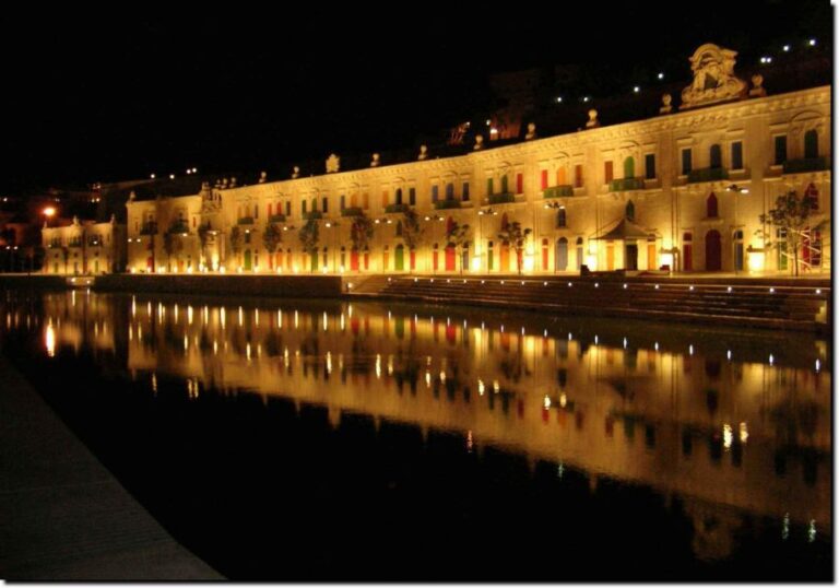 Malta: Marsamxett Harbour And Grand Harbour Cruise By Night Cruise Route