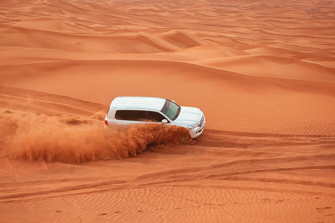 Dubai Desert Safari Dune Bashing, Camel Ride, Sand Boarding, Bbq Dinner. Thrilling Dune Bashing Experience