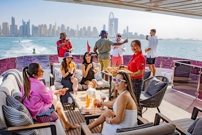 Dubai Harbour Super Yacht Experience With Live Station & Drinks - Onboard Experience