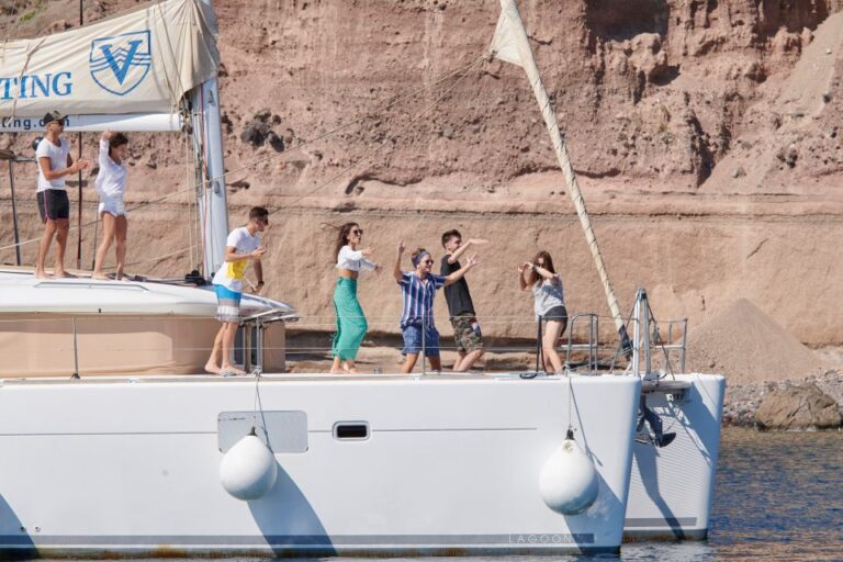 Santorini Gold Catamaran Cruise With Snorkel, Bbq & Open Bar Cruise Overview And Pricing