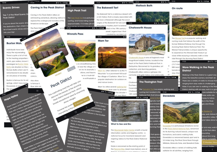 Peak District (Yorkshire): Interactive Road Trip Guidebook - Driving Routes Across the Peak District