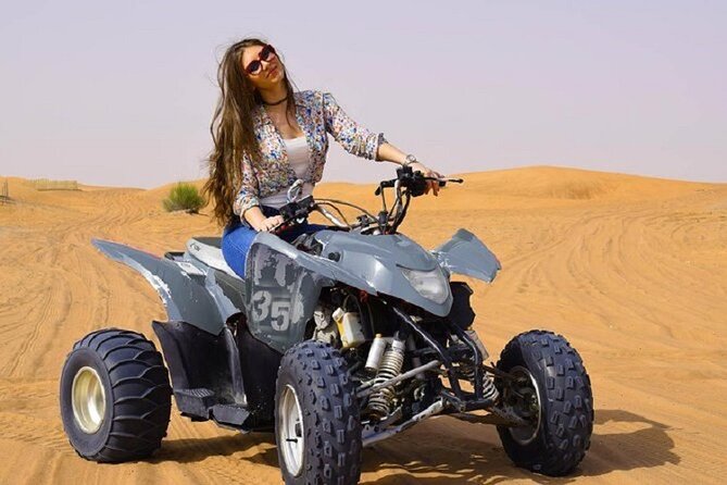 Dubai Desert Safari With BBQ, Quad Bike And Camel Ride - Sandboarding, Dune Bashing, and Camel Riding