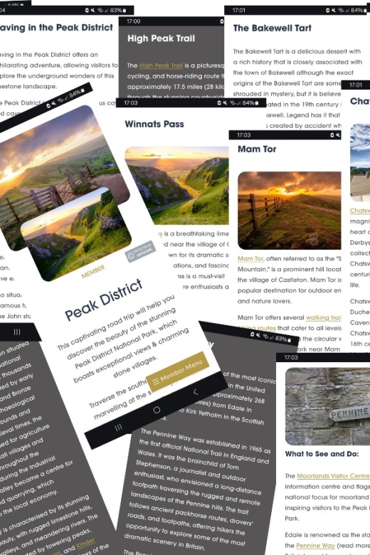 Peak District (Yorkshire): Interactive Road Trip Guidebook - Maps and Travel Details