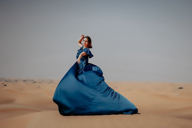 Dubai: Flying Dress With Photography and Thrilling Dune Drive - Transport and Driver