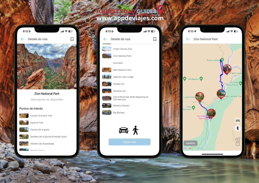 App Self-Guided Road Routes Zion National Park - Key Points