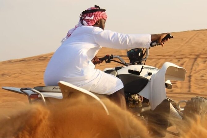 Dubai Desert Safari With BBQ Dinner Quad Bike Sandboard and Show - Key Points