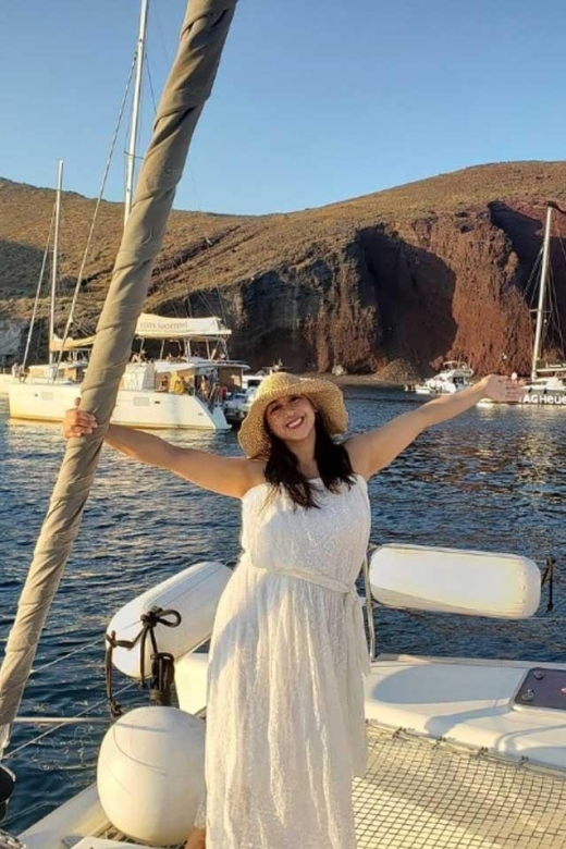 Santorini: Private Luxury Catamaran Cruise With Greek Meal - Key Points