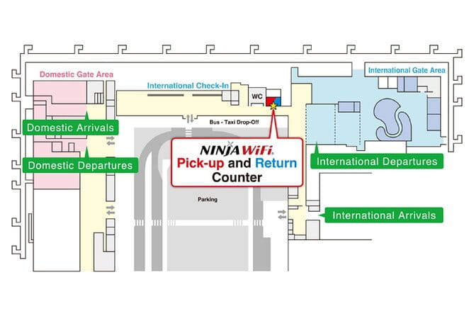 Unlimited WiFi Router in Kansai Airport Terminal 2 Pickup