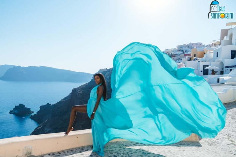 Santorini: Flying Dress Photoshoot with Edited Photos - The Sum Up