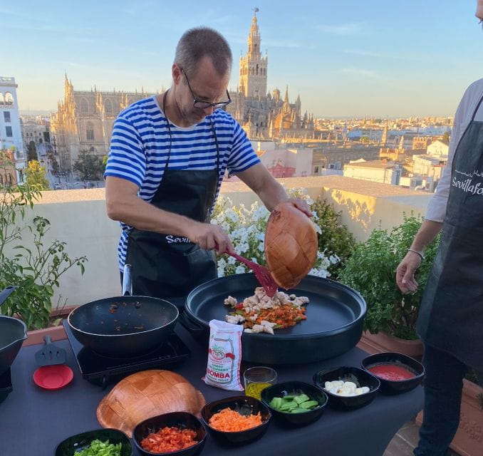 Seville: Paella Cooking Class & 30-Min Local Expert Q&A - Sipping and Snacking with a View