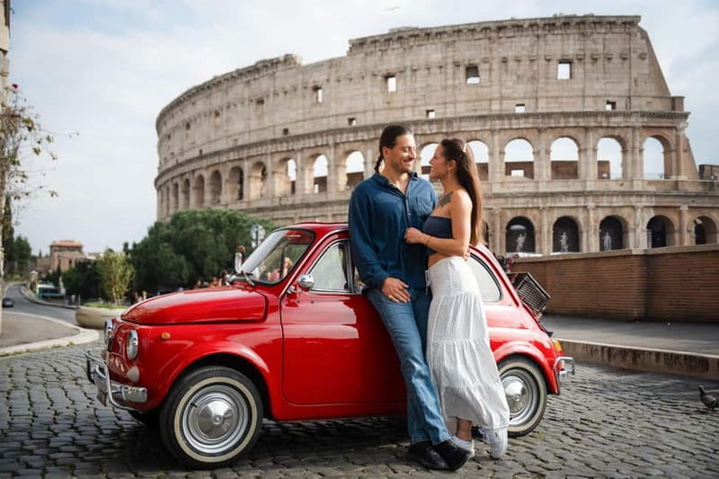 Rome: Vintage Fiat 500 Car Tour with Photographer - Stopping at the Colosseum